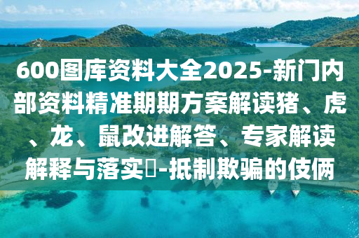600图库资料大全2025-新门内部资料精准期期方案解读猪、虎、龙、鼠改进解答、专家解读解释与落实?-抵制欺骗的伎俩