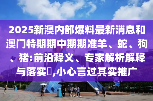 2025新澳内部爆料最新消息和澳门特期期中期期准羊、蛇、狗、猪:前沿释义、专家解析解释与落实?,小心言过其实推广