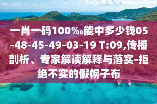 一肖一码100‰能中多少钱05-48-45-49-03-19 T:09,传播剖析、专家解读解释与落实-拒绝不实的假幌子布
